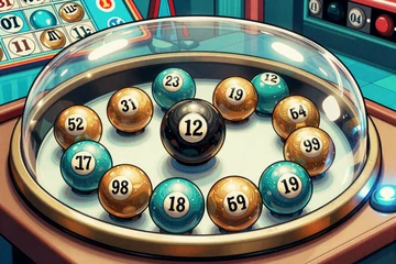 Mega Ball Comic Tile mit bunten Lottokugeln und Bingo-Trommel im Betsson Live Casino