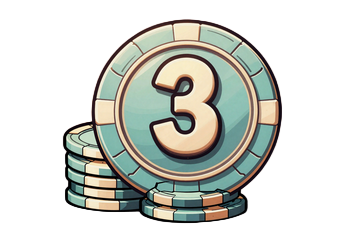 Comic-Badge Einzahlung 3 mit hohem M&uuml;nzstapel f&uuml;r den dritten Betsson Bonus