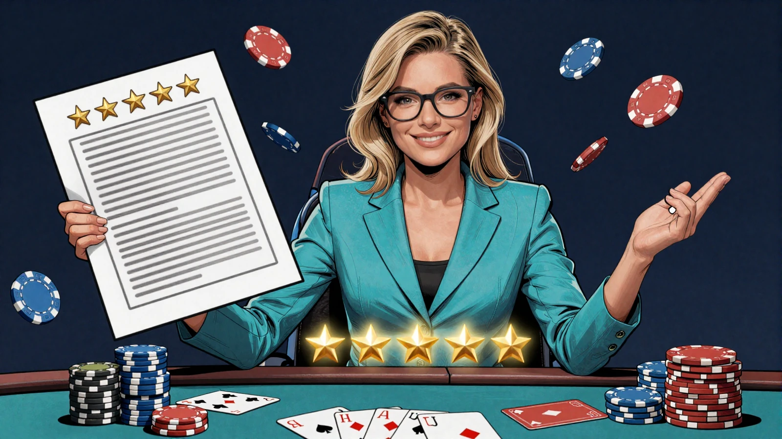Comic-Casino Testerin mit Checkliste und 4.7 Sterne Bewertung im Betsson Casino Test 2026